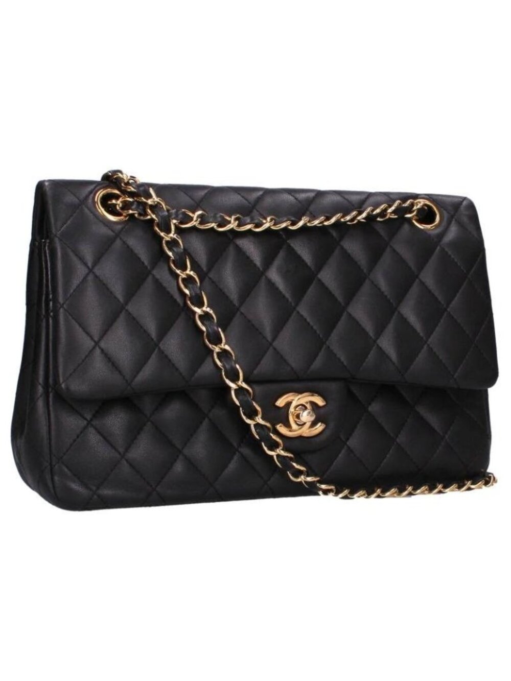 Chanel Quilted 25 29 Lambskin Double Flap Chain Leather Shoulder Bag 25